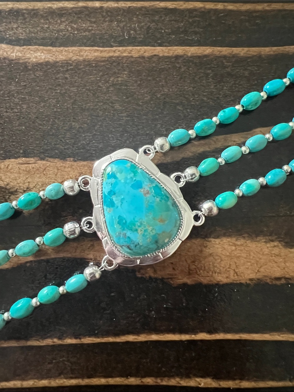 Studio Barse Turquoise and Magnesite Multi-Row Beaded Bracelet with Center Stone - Picture 3 of 6